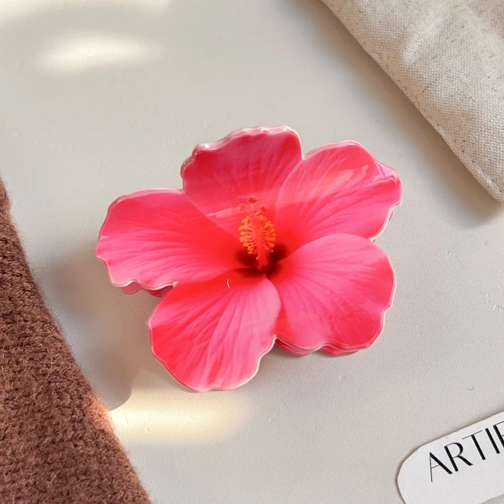 

Double-sided Printing Hibiscus Flower Hair Claw Exquisite Design Lifelike Flowers Beach Crab Hair Clip Romantic Style