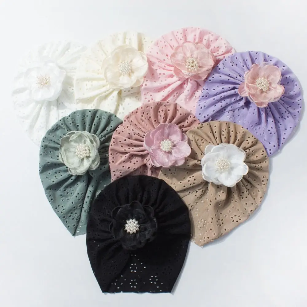 

Милая кружевная детская шапка с цветочным узором, эластичная полая индийская шапка для новорожденных, дышащий тюрбан для маленьких девочек, детские аксессуары для волос