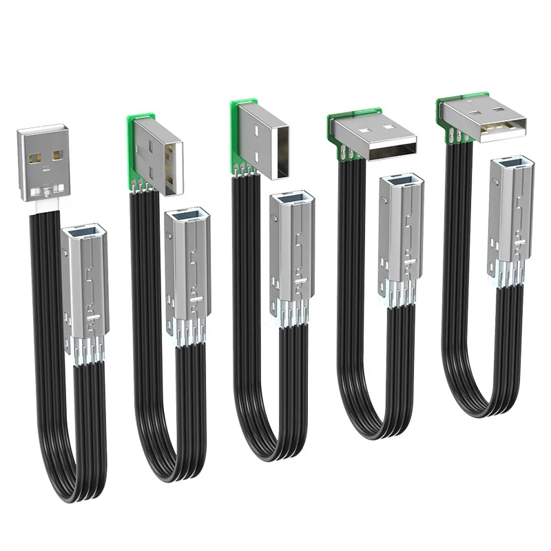 USB 2.0 Flat USB - B Printer Extension Cable with Up Down Left Right Angled Connectors for Printer PCL Scanner DIY Customization