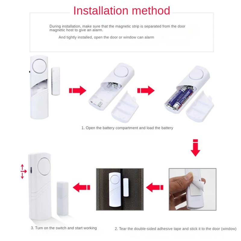 Alarme contra roubo sem fio para porta e janela, sensor magnético, segurança doméstica inteligente, proteção, 5 conjuntos por lote