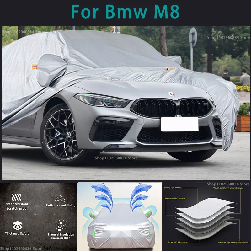 

For BMW M8 210T Waterproof Full Car Covers Outdoor Sun uv protection Dust Rain Snow Protective Auto Protective cover