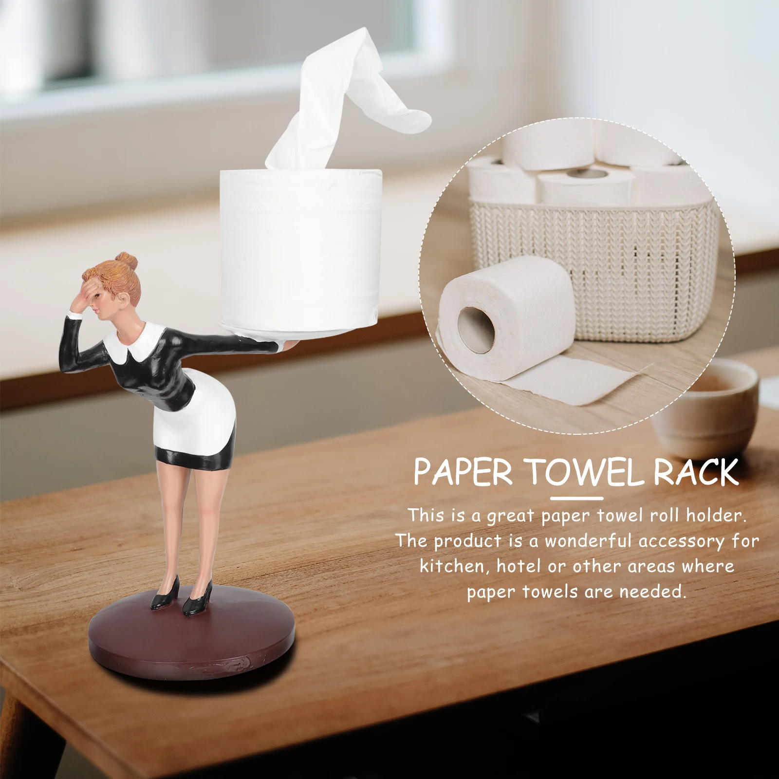 

Resin Tissue Holder Black Office Rack Paper Towel Storage Vertical Roller Desk Home Decorative Item Practical Gift