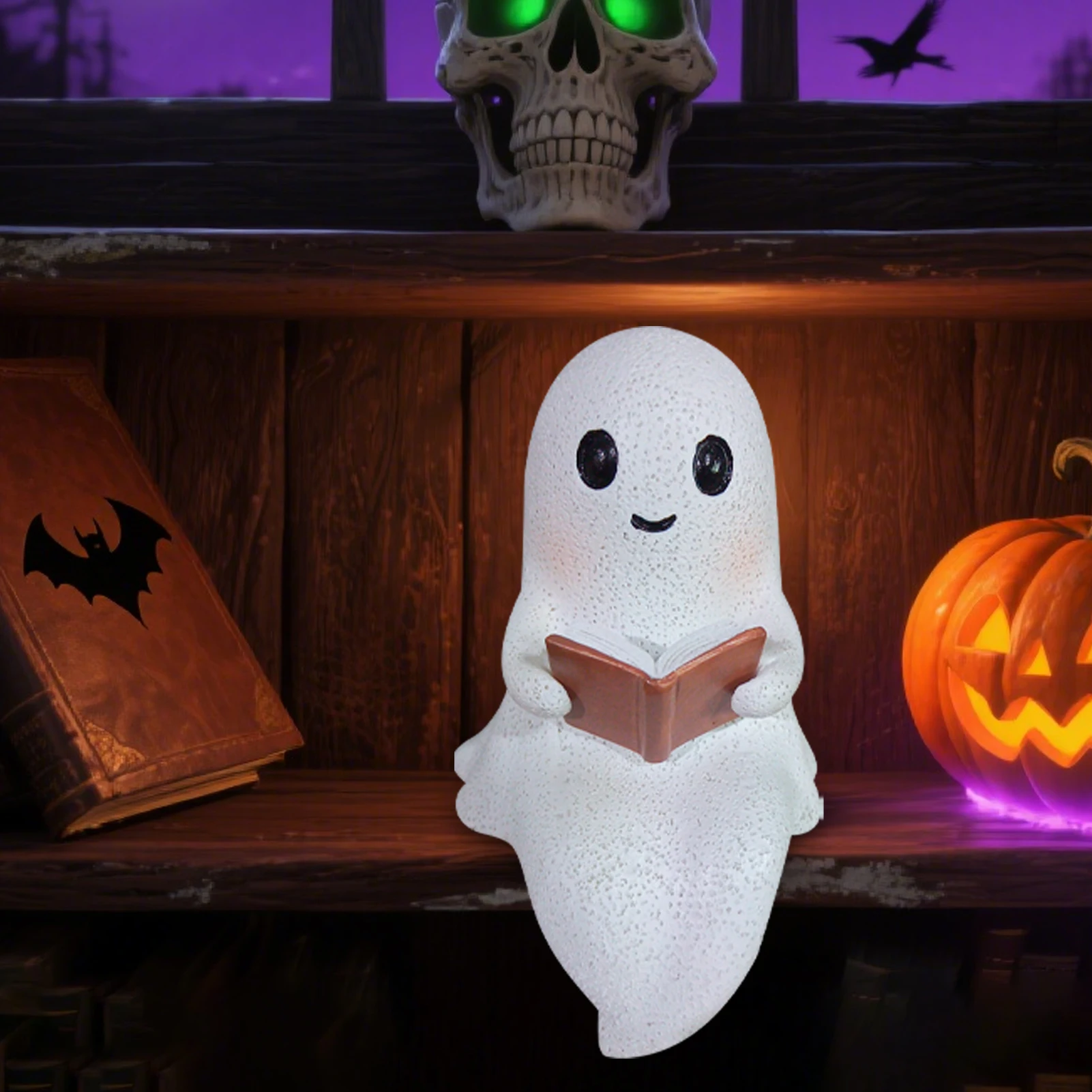 Halloween LED Night Light 3D Cute Ghost Cozy Reading Lamp Halloween Gifts for Kids Decoration for Home Fireplace Holiday