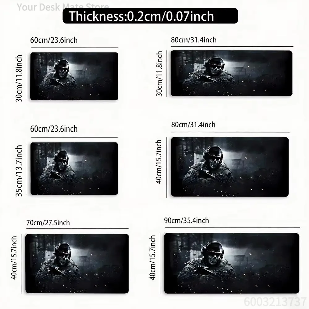 Black White Tactical Soldier Gaming Mouse Pad,Dark Military Trooper With Rifle Print Waterproof Non-Slip Full Desk Keyboard Mat