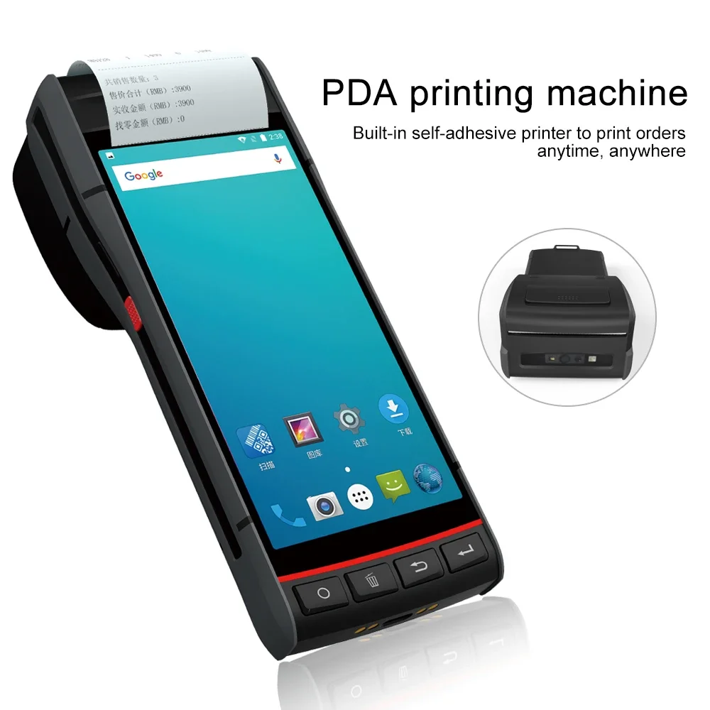 Blovedream S60 Mini Touch Screen Handheld Android Smart NFC Terminal PDA With Printer Bar Code QR Code Scaning