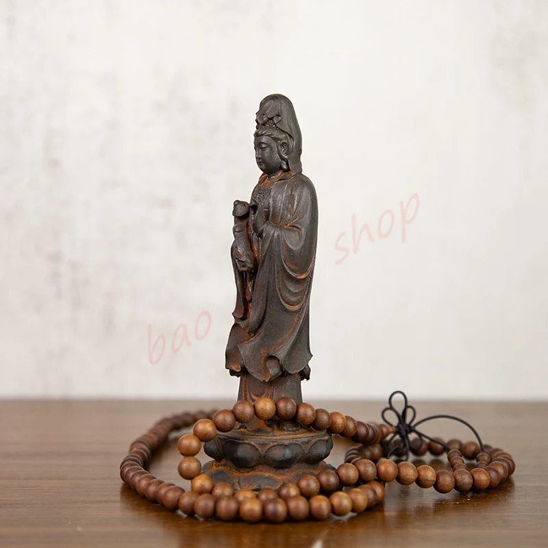 Imitation cast iron natural rust / living room, study  Handcraft  /Table top ornaments of Guanyin Bodhisattva