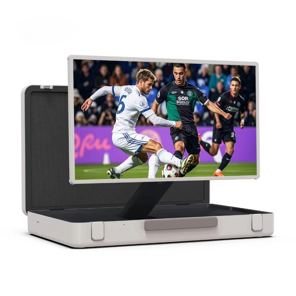 Packgo Smart TV 27-дюймовый планшет с сенсорным экраном Android 13 1920*1080 Смарт-дисплей Портативный чемодан для просмотра футбольных игр