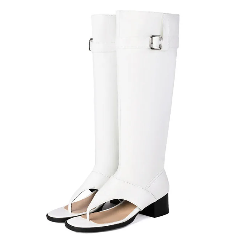 موضة جديدة sandalias femininas كليب تو حذاء بكعب سميك عالية أعلى الصنادل النساء الركبة عالية التمهيد أحذية الصيف سيدة الوجه يتخبط WSH5264