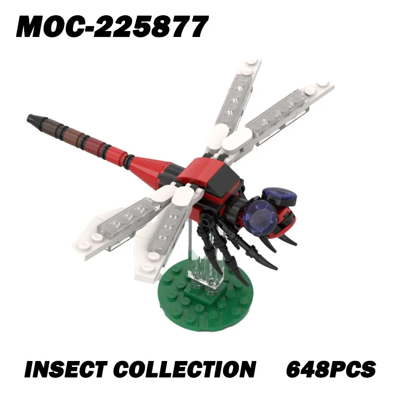 MOC-225877 곤충 시리즈 블록 모델 브릭 세트 창의적인 휴일 선물 648PCS 나비 잠자리 애벌레 벌 딱정벌레