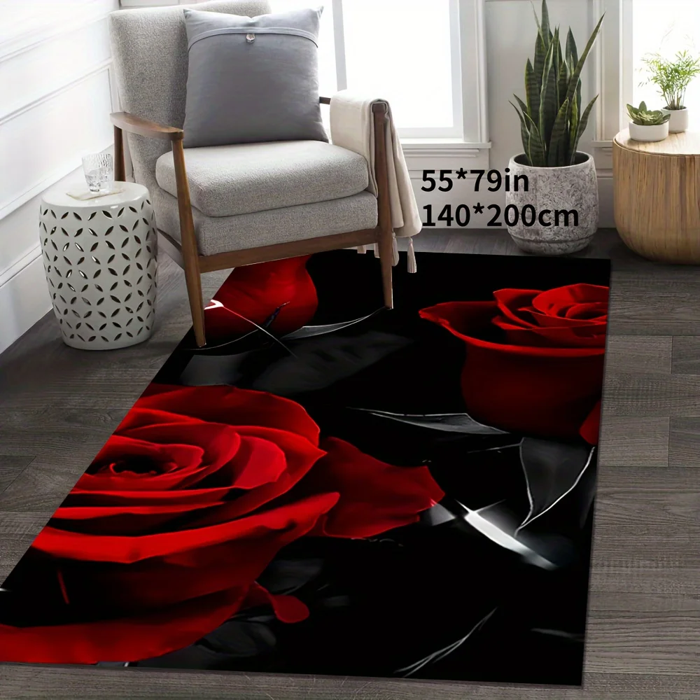 Crystal Velvet  800g/m²  Anti-Slip Dot Plastic Backing  6mm Thickness  Dot Plastic Floral Pattern Process on the Bottom, Ros