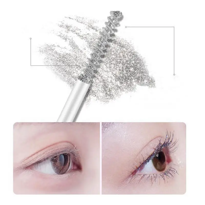 Diamond Mascara Glitter Mascara Quick-drying Film Broken Diamond Glitter Mascara Curling Eyelashes Thick Lengthening Mascara