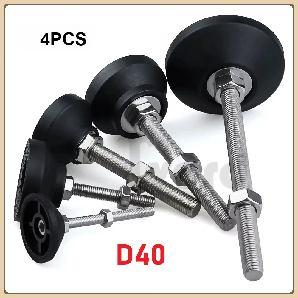 4Pcs/Lot Adjustable Lathe Leg Dia 40mm Thread Type Adjustable Levelling Feet Swivel Base Articulating Legs M5/M6/M8/M10/M12