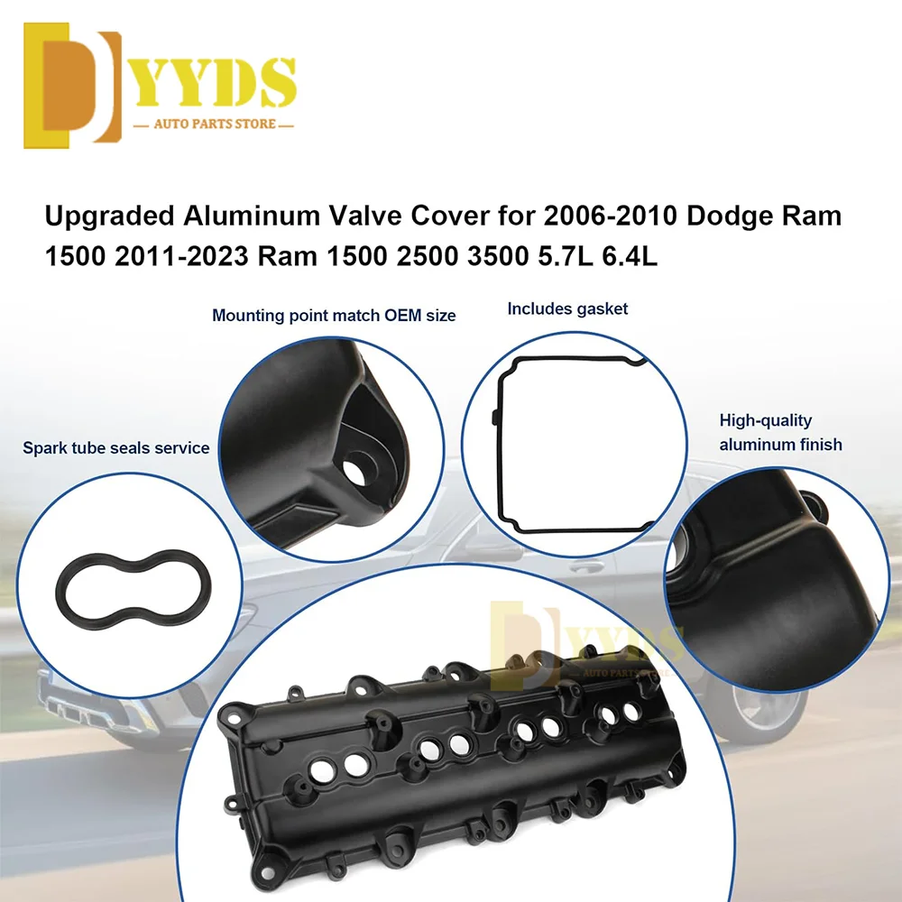 Aluminum Valve Cover Set For 2006-2023 Chrysler 300 2011-2024 Ram 1500 2006-2023 Dodge Charger 53021333BA 53022085AD 53022085AC