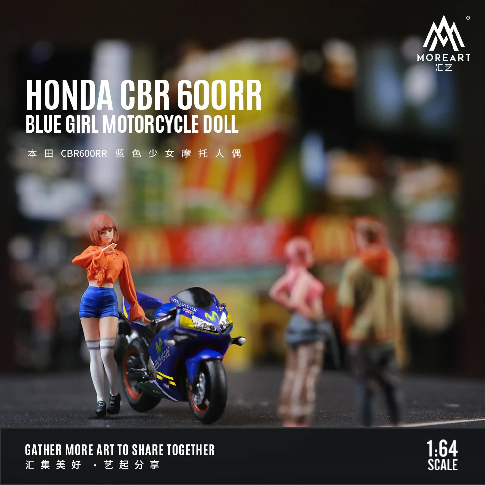 Presale*MoreArt 1:64 Honda CBR600RR Blue Girl motorcycle action figure set-Delivery in December