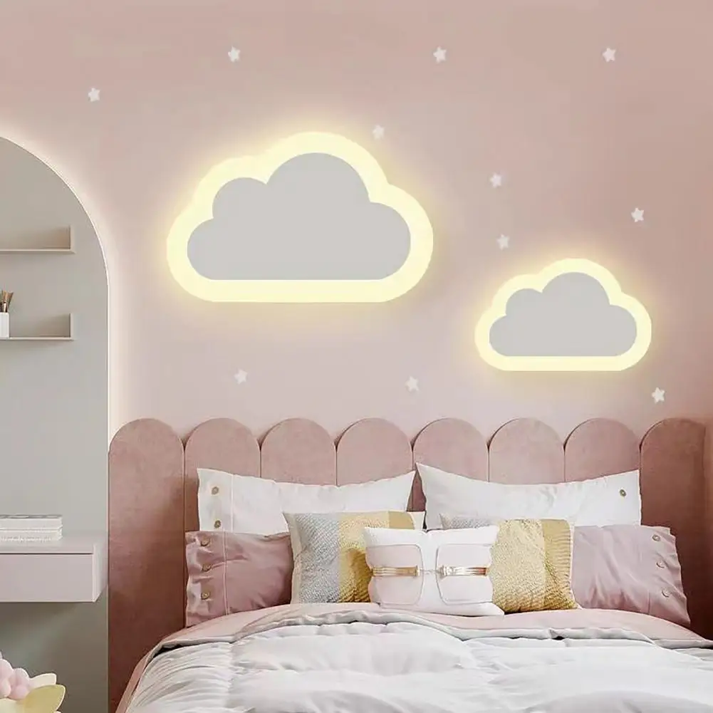 Bonita luz de nube, luz suave y cálida, lámpara de pared de nube para niños, dormitorio, guardería, sala de estar, lámpara de noche con enchufe para