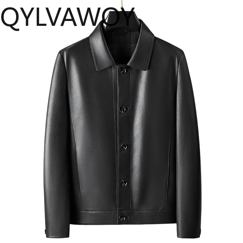

QYLVAWOY Autumn Winter Men Genuine Sheepskin Leather Jacket 2026 High Quality Real Leather Coat Single-breasted Leather Jackets