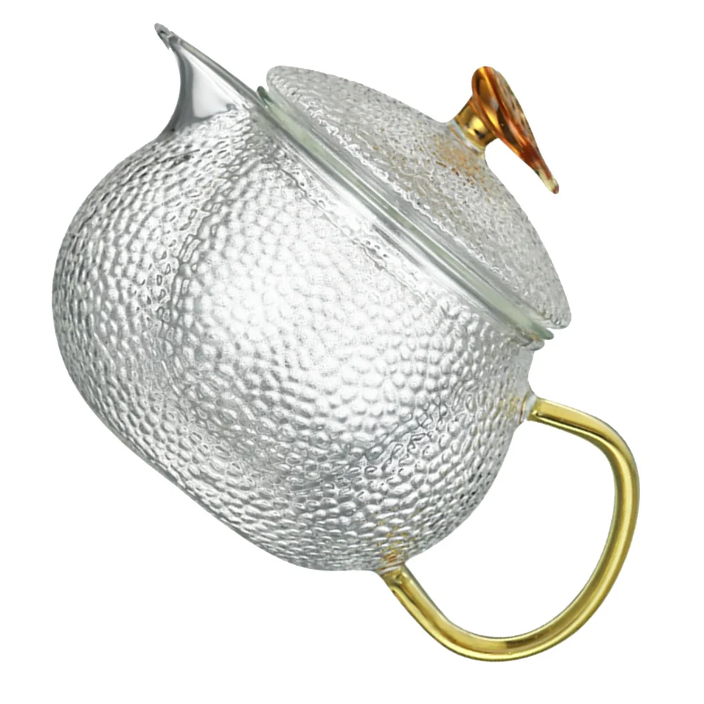 

Thickened Glass Teapot with Hammered Design Stovetop Safe for Tea Coffee Infusion Home Use Gift Kettle Container