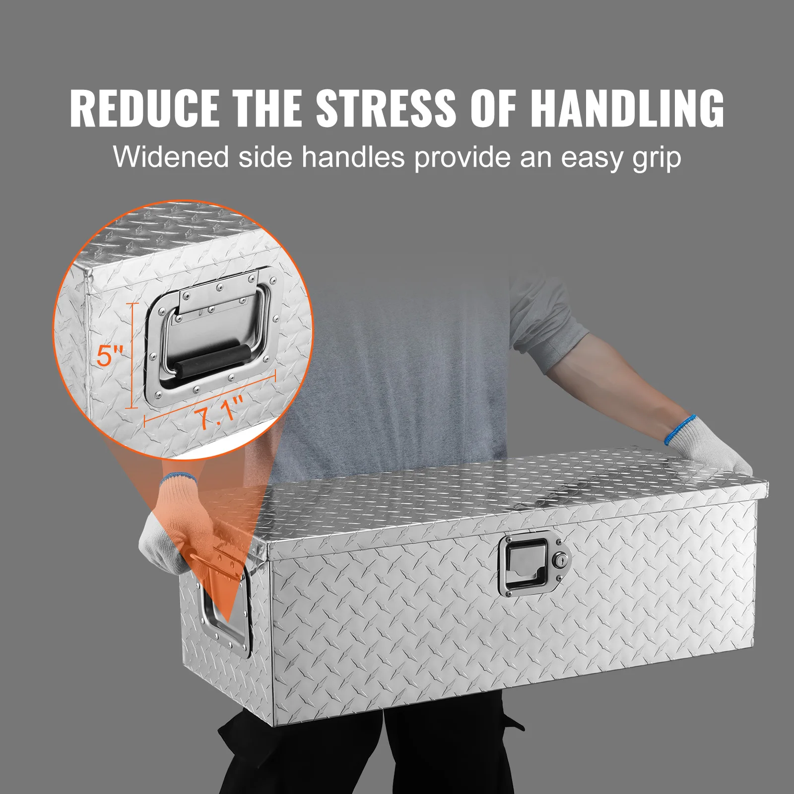 VEVOR Heavy Duty Aluminum Truck Bed Tool Box Plate Tool Box with Side Handle and Lock Keys Storage Tool Box for PickupTruck Bed