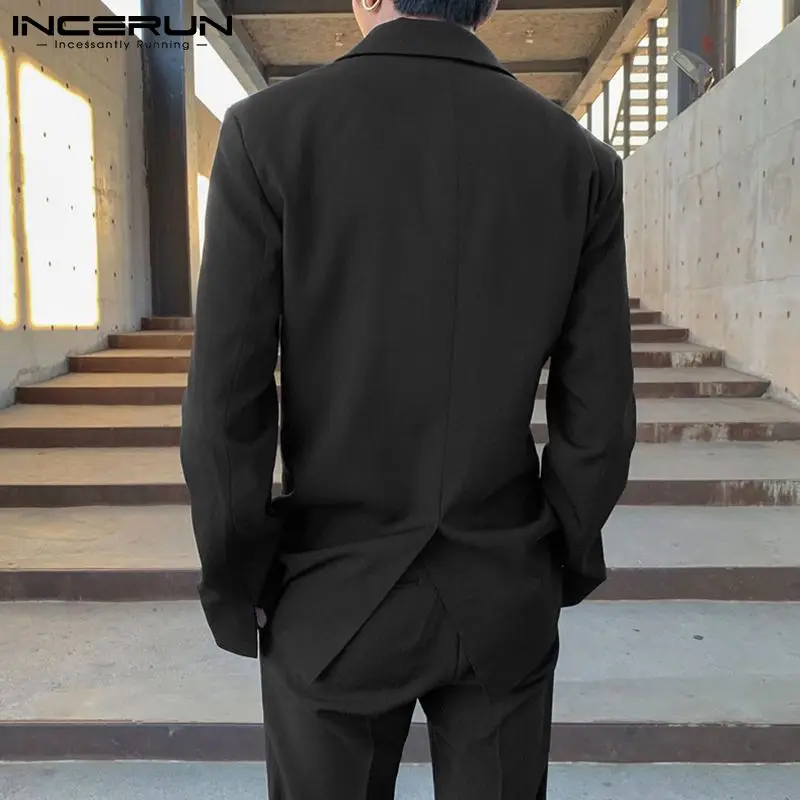 INCERUN Tops 2024 Stylish Men Hot Sale Suits Handsome Well Fitting Stitching Color Suits Loose Buttons Long-sleeved Blazer S-5XL