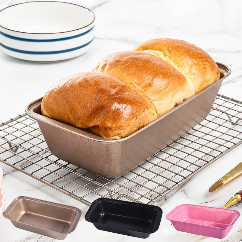 450g Rectangle Loaf Pan with Cover Bread Baking Mould Cake Toast Non-Stick Toast Box Gold Premium Carbon Steel Bread Mould