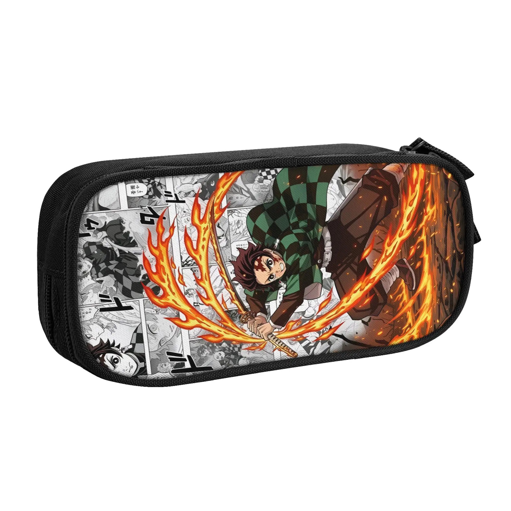 

D-Demons Slayers Korean Pencil Case Girls Boys Large Storage Japanese Hot-blooded Anime Classic Pencil Pouch Students Stationery