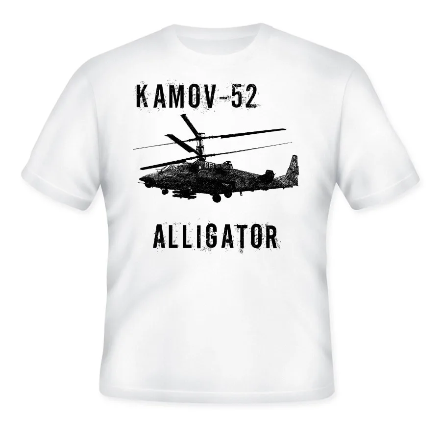 KAMOV 52 ALLIGATOR RUSSIAN HELICOPTER Men NEW WHITE COTTON TSHIRT