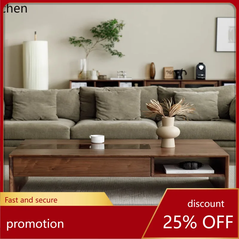 

YFY All Solid Wood Coffee Table TV Cabinet North American Black Walnut Living Room Natural Wood Coffee Table