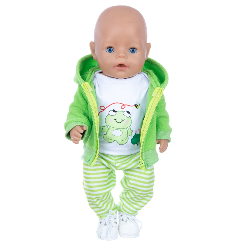 3pcs In 1, New Cute Frog Suit For 17 Inch Baby Reborn Doll 43cm Baby Doll Clothes