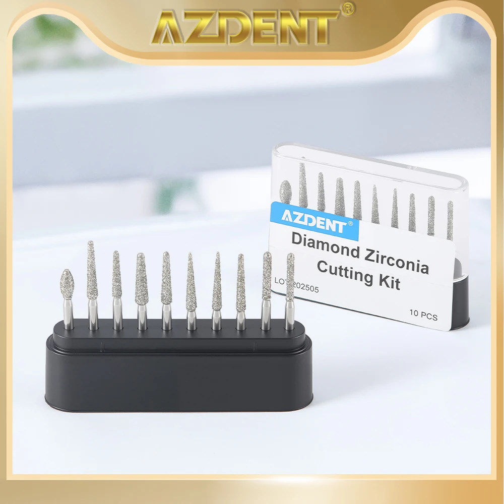 Стоматологические алмазные боры AZDENT, набор циркониевых режущих боров, сверла FG, диаметр хвостовика 1,6 мм, стоматологические инструменты