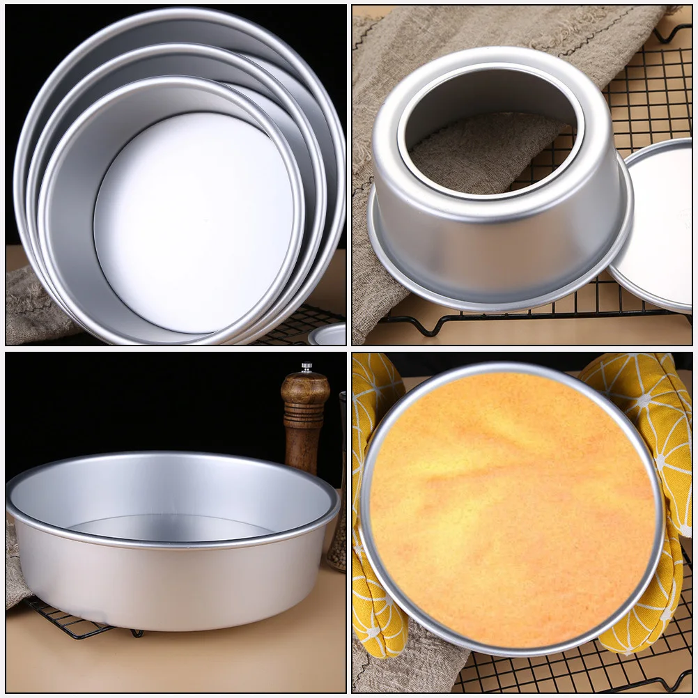 

2 pcs Round Mousse Ring Aluminum Alloy Cake Mold Non-Stick Baking Tool Easy Demoulding Uniform Heat Transfer Round Cake