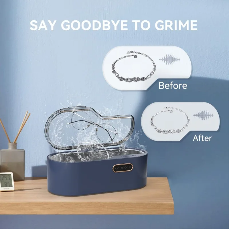 보석 청소 기계, 450ml 보석 클리너, 4가지 시간 설정 45KHz, 보석, 안경, 시계, 은, 반지, 목걸이, 동전용