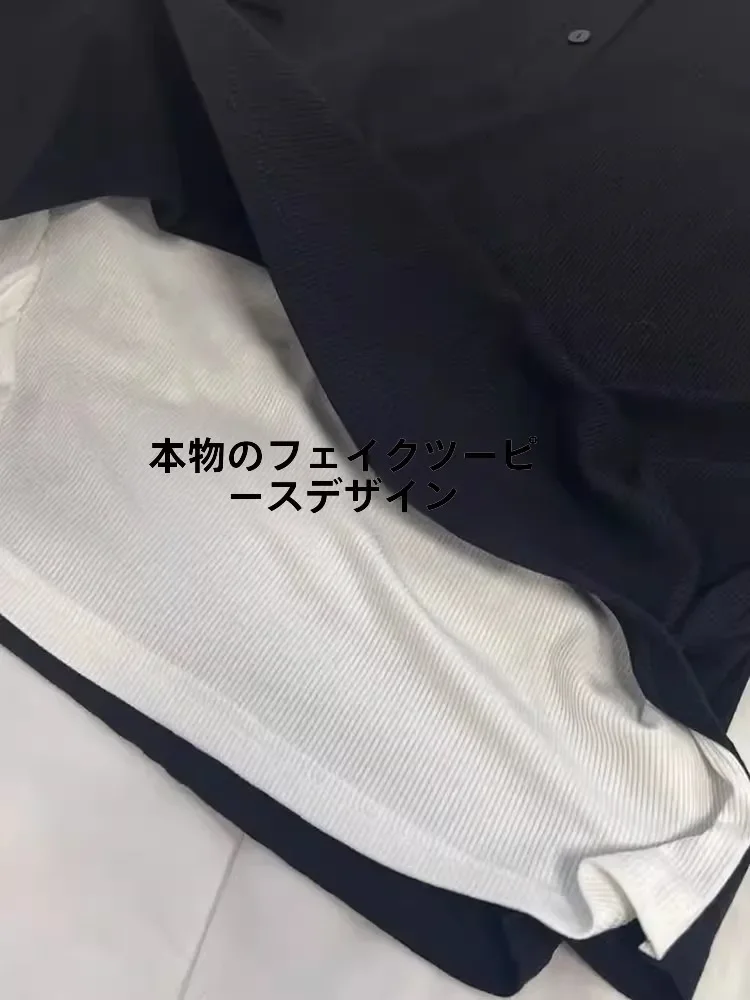 حجم كبير ملابس النساء وهمية قطعتين بلايز أسود طويل الأكمام تي شيرت الموسم حجم كبير السيدات التخسيس غطاء البطن XT643