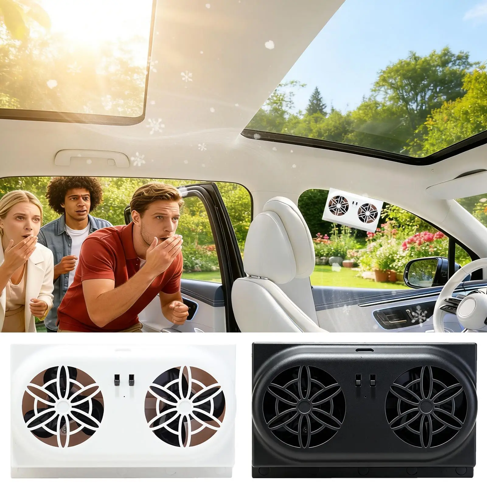 

Car Exhaust Fan 5000 RPM USB Powered Vehicle Radiator Solar Ventilation Window Summer Driving Road Trip Air Circulation Cooling