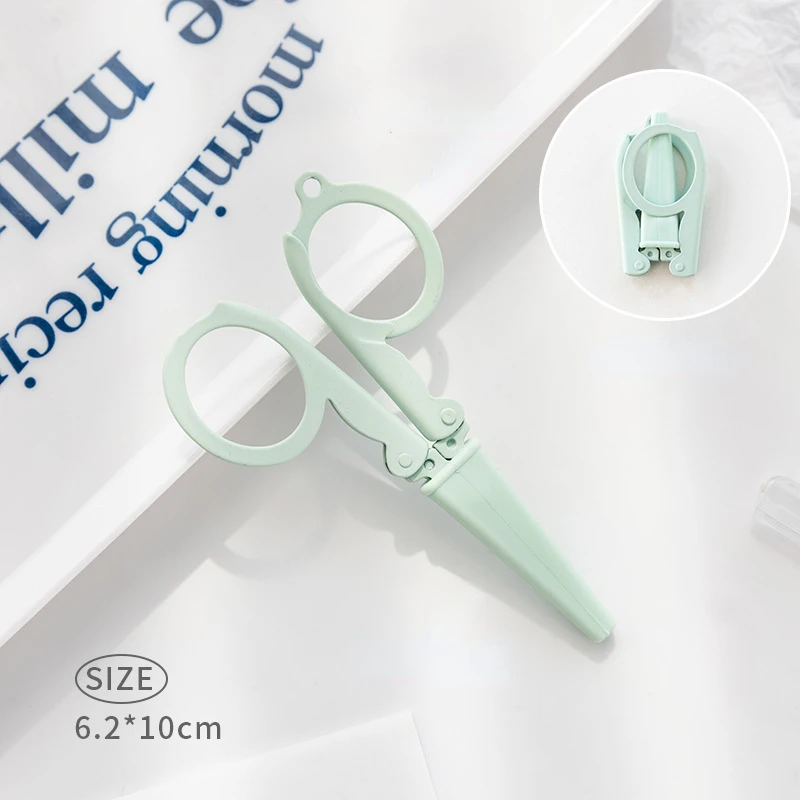 Mini Simples Morandi Cor Folding Scissors, Chaveiro Portátil, Scrapbook Papelaria, Estudante, Moda, 1 Peça