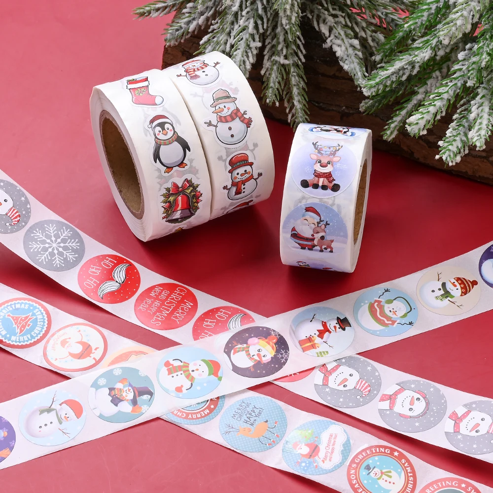 

iYOE 1 рулон/500 шт. 2,5 см тематические наклейки с Рождеством Рождественские самоклеящиеся этикетки для подарочной упаковки, открытки, рождественские украшения