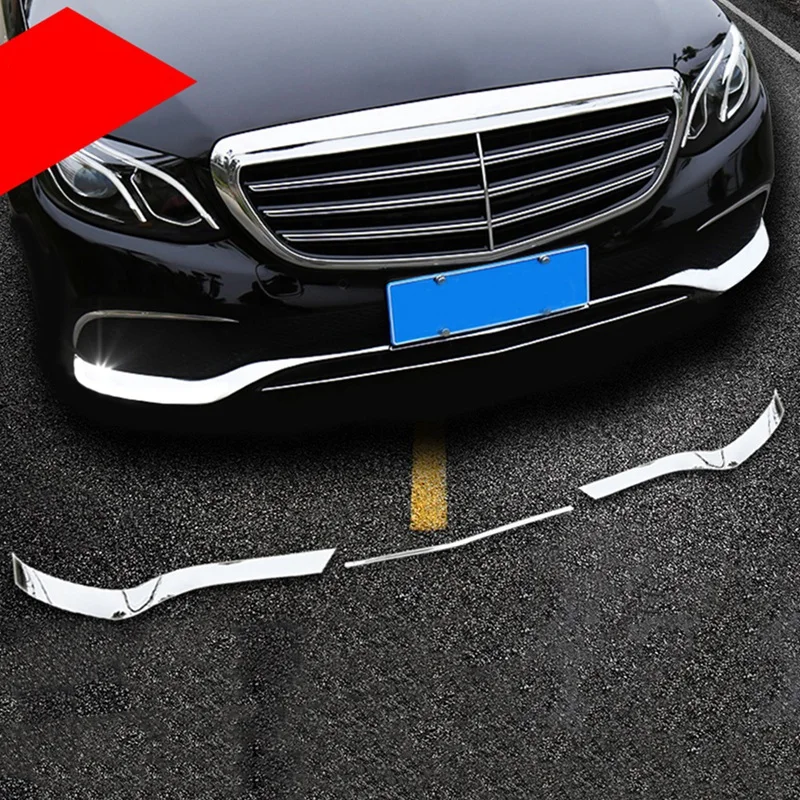 For Mercedes Benz E Class W213 2016-2019 Chrome ABS Front Bumper Plate Spoiler Spoilers Decorative Cover Trim