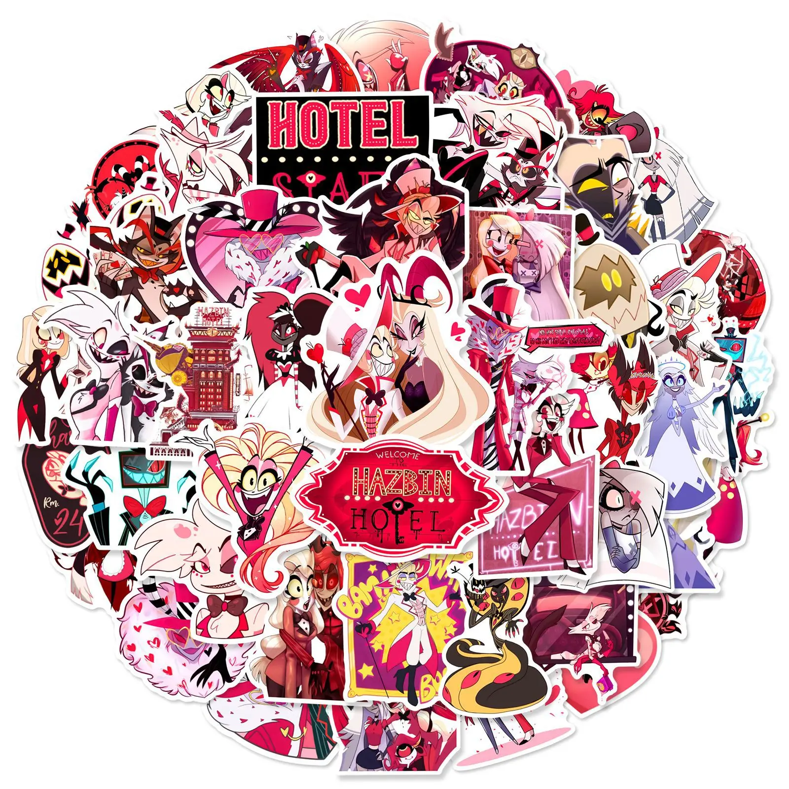 56pcs New Japanese Manga Hazbin Hotel Decorative Computer Luggage Skateboard Notebook Sticker