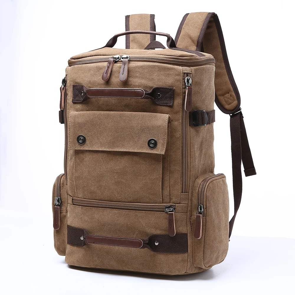 Men's Vintage Canvas Backpacks Men's 15 Inch Laptop Backpack Large Capacity Casual Travel Bag Man Schoolbag for Teenager