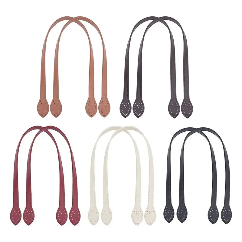 AEE8-10Pcs 5 Colors 23.62Inch PU Leather Purse Straps, Short Bag Handles Purse Bag Strap With Ear Shape End Holes Bag Making