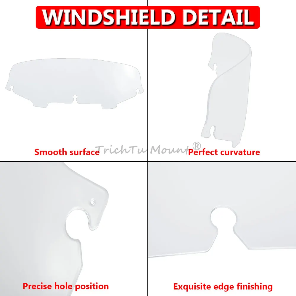 لدراجة نارية Harley Touring Street Glide Electra Glide Ultra Classic CVO Ultra Classic1996-2013 5 بوصة زجاج أمامي شفاف ABS بلاستيك