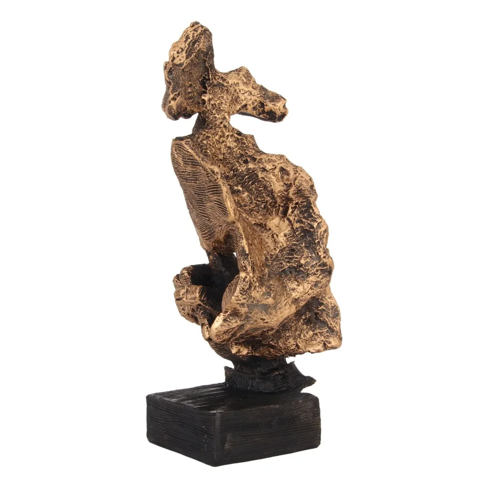 Antique Finish Silence Is Gold Statue Colorfast Gold Thinker Statue Abstract Style Stable Base Silence Is Gold Figurine