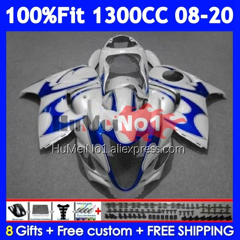 Fairing For SUZUKI GSXR 1300 Hayabusa GSXR-1300 127No.43 GSXR1300  blue White 2008 2009 2010 2011 2012 2013 14 15 16 17 18 19 20