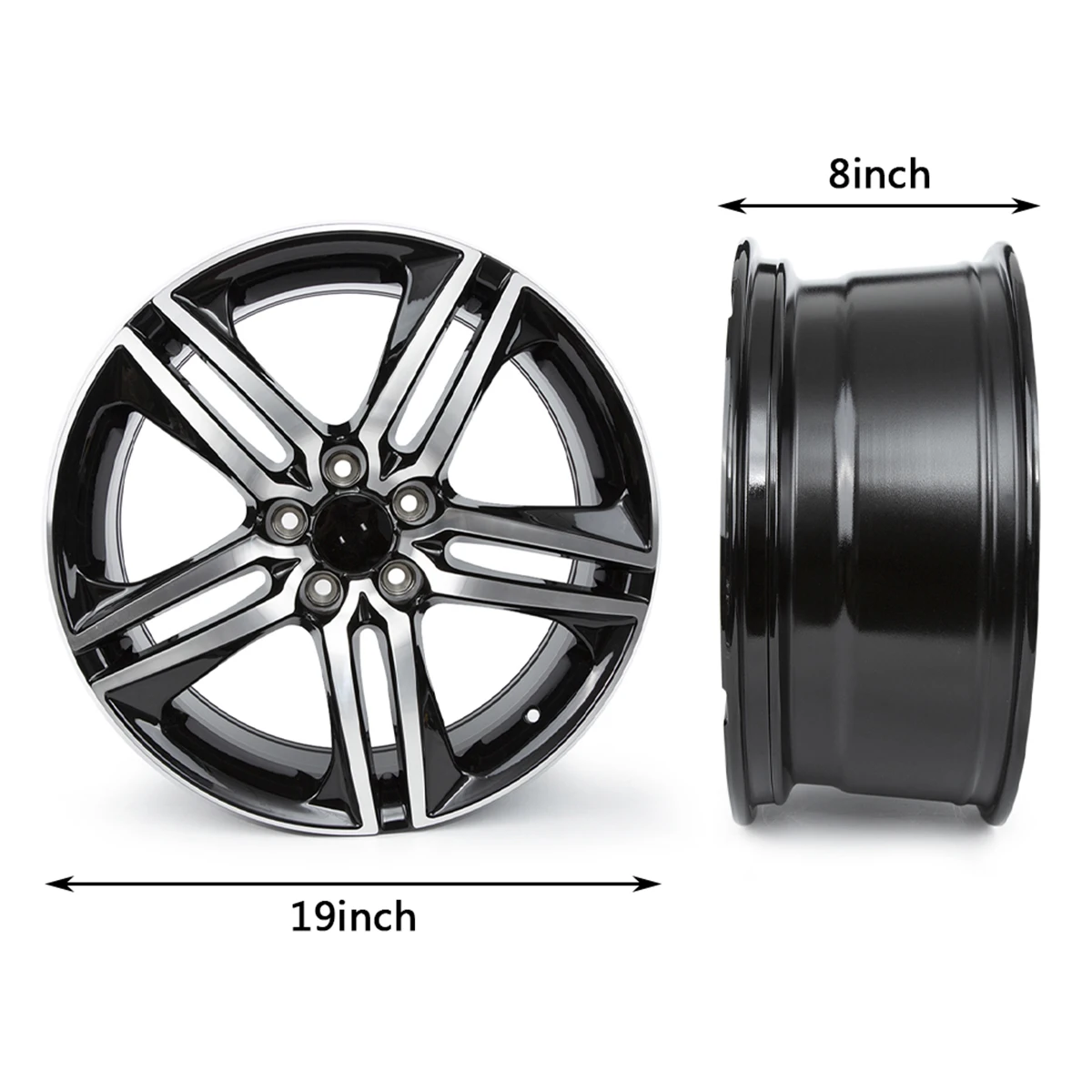 1 قطعة 19x8 بوصة محور عجلات أسود استبدال عجلات لهوندا أكورد سبورت 2016 2017 حافة