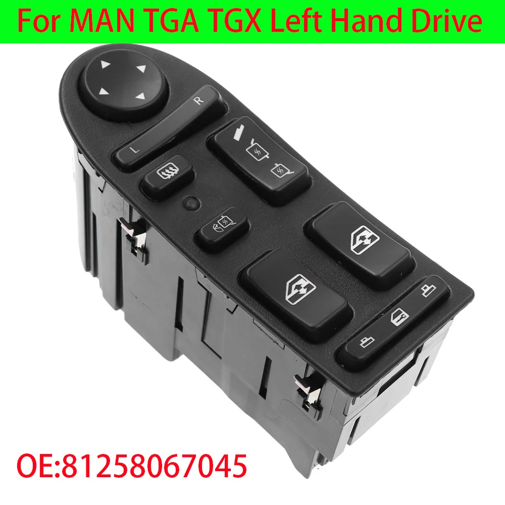 81258067045 Auto Power Window Lifter Control Switch For MAN TGA TGX Left Hand Drive 81258067098