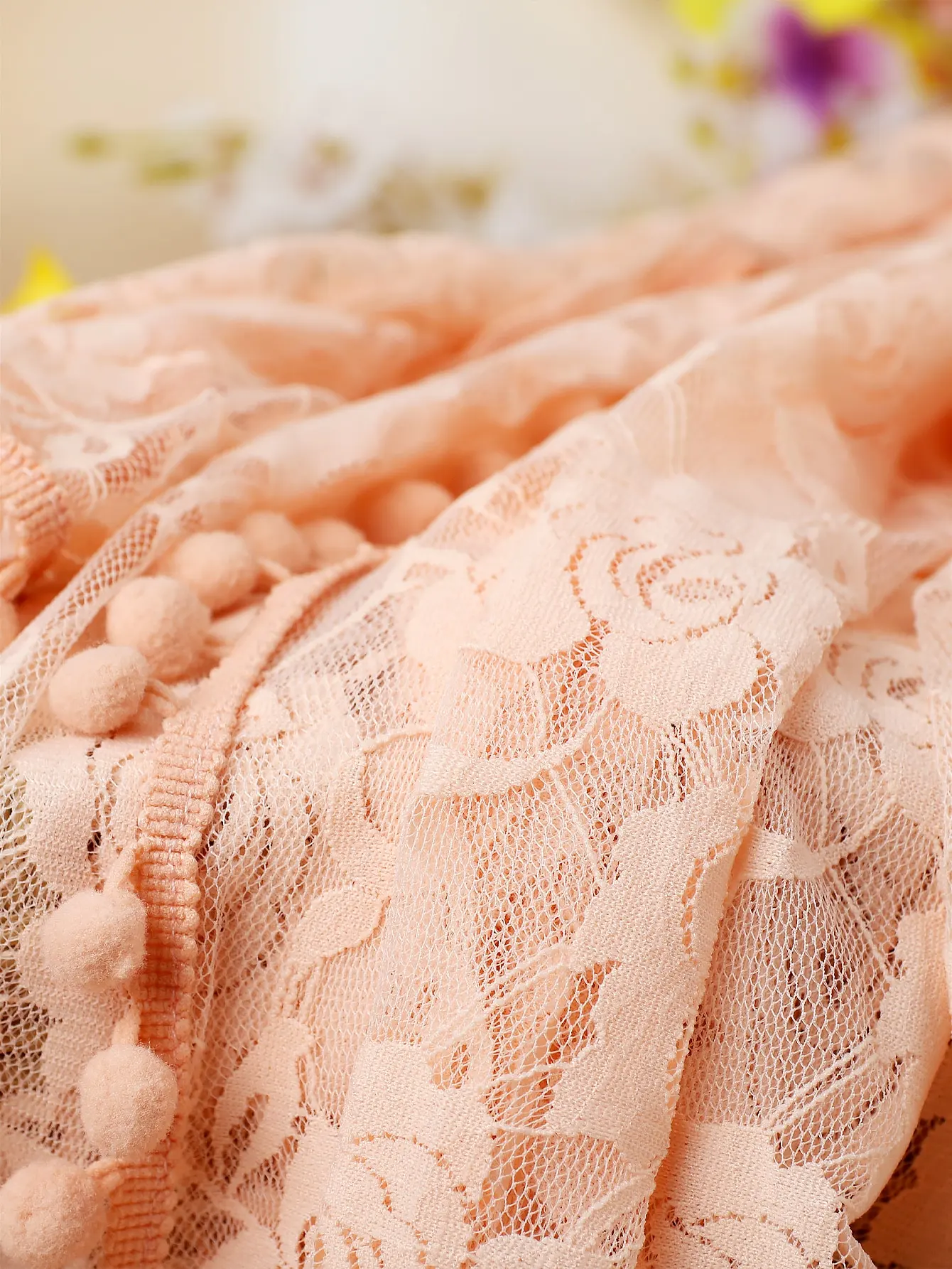 Ylsteed Newborn Photography Wrap Pink Beige Ball Fringe Lace Photo Shooting Swaddle Baby Photo Props