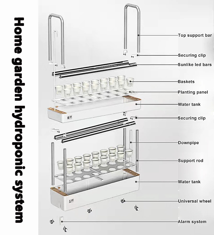 Home Indoor Automatic Vertical Hydroponic Growing System 4 Layers 120 Holes LED Grow Light Water Circuit Water Pump