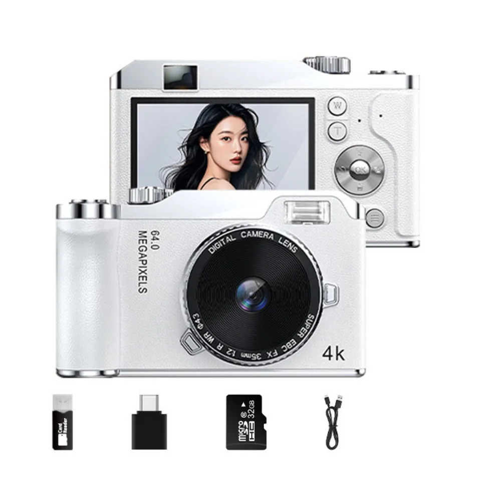 Front/Rear Dual Camera 4K HD Digital Camera Autofocus 2.4 Inch Screen Entry-Level CCD Camera LED Fill light Rechargeable