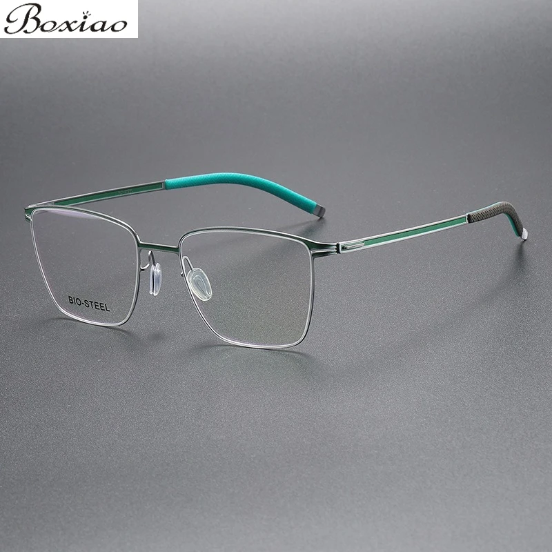 

Screw-free Design Business Men's and Women's Style Business Frames Simple Color Square Myopia Glasses Thin Steel Frames