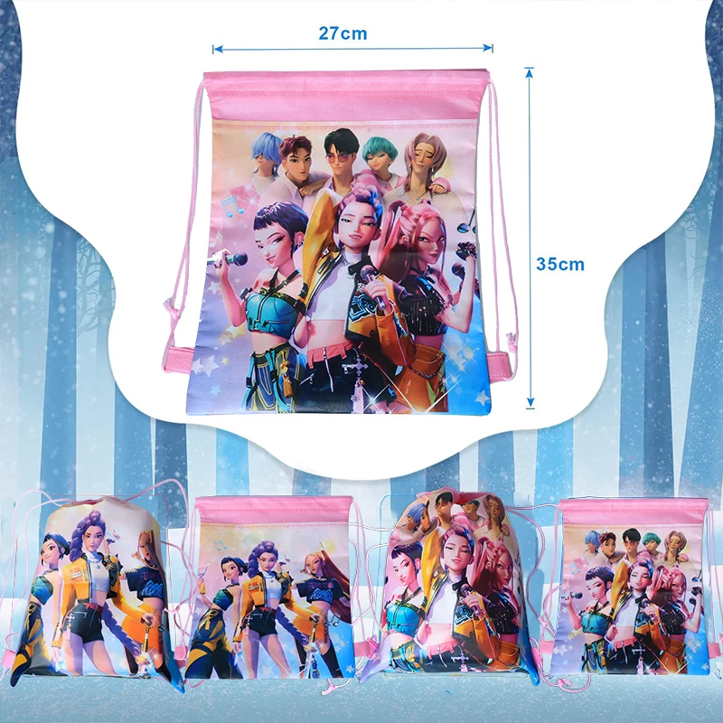 Kpop شيطان الصيادين على ظهره 34*27 سنتيمتر المغني أكياس الأطفال لعبة الرباط حقيبة حفلة الحسنات طفل حفلة عيد ميلاد لوازم الهدايا لعبة