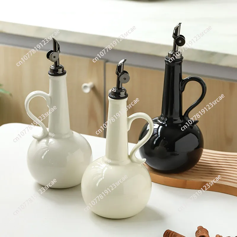 Ceramic Oil Dispenser Bottle, Multifunctional Kitchen Container for Soy Sauce Vinegar and Olive Oil